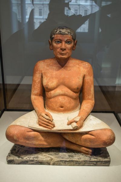 The seated scribe at the Louvre in Paris, France.