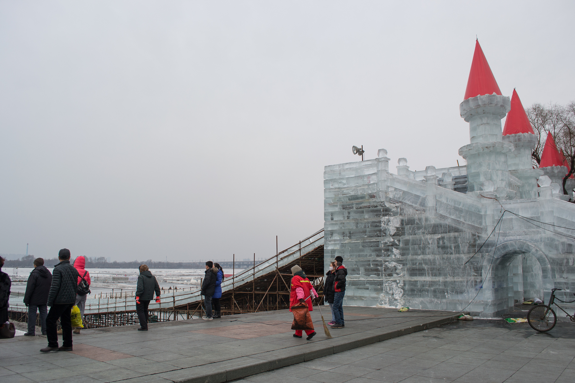 Ice slide going down to the Songhua River.