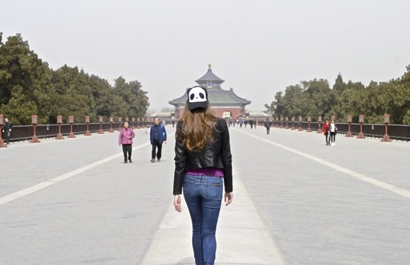 Walking through the grounds at the Temple of Heaven in China.