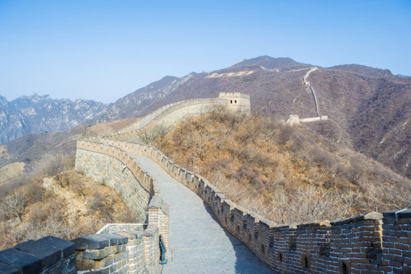 The Great Wall in winter is definitely less crowded, though everything is brown.