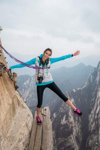The world's most dangerous hiking trail–the plank walk at Mount Huashan China.