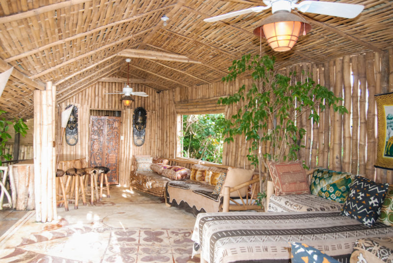 The inside of a tree house at Great Huts.