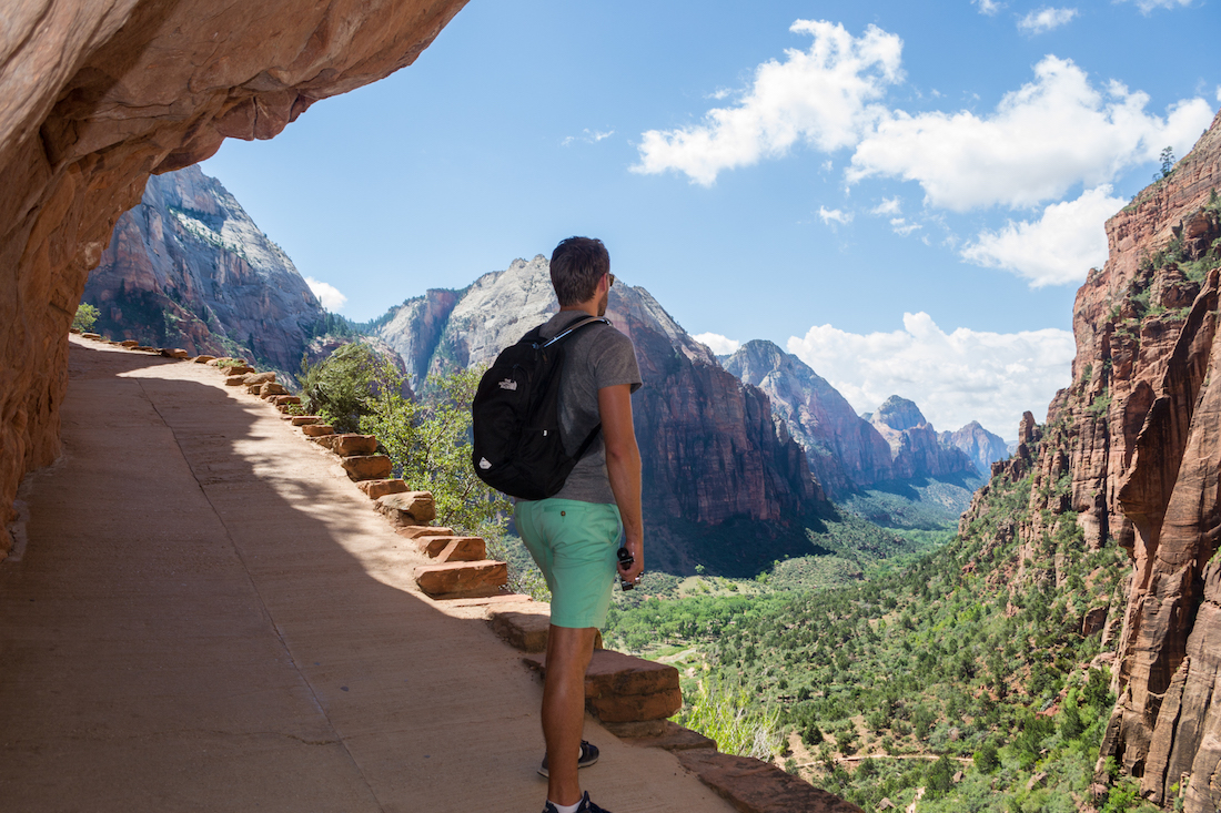 The view while hiking Angel's Landing at Zion National Park, one of the Might 5 National Parks.