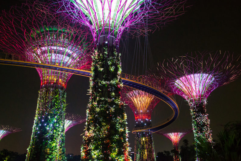 The super trees at Gardens by the Bay in Singapore are a must for your Southeast Asia bucket list.