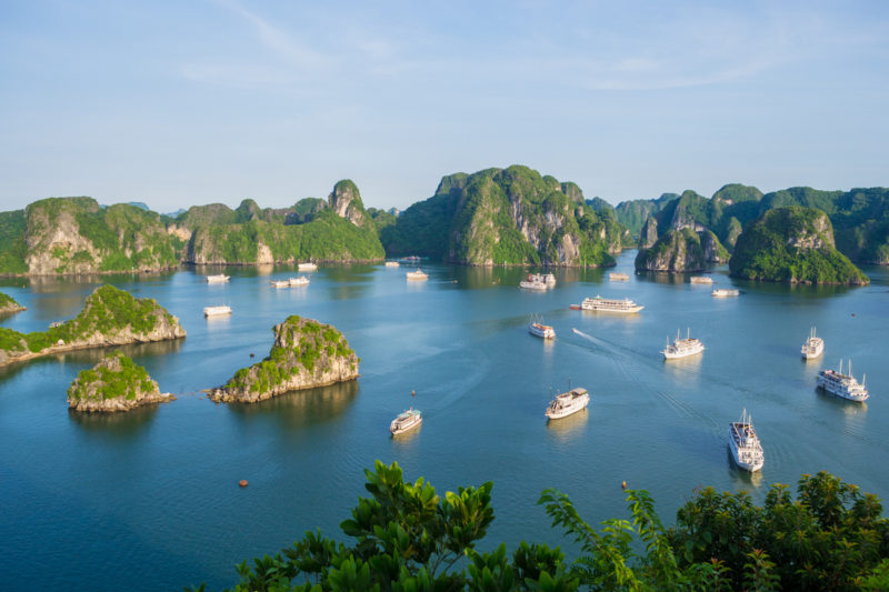 The view of Halong Bay from a viewpoint.