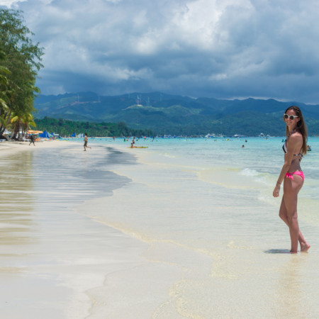 The famous white beach in Boracay the Philippines.