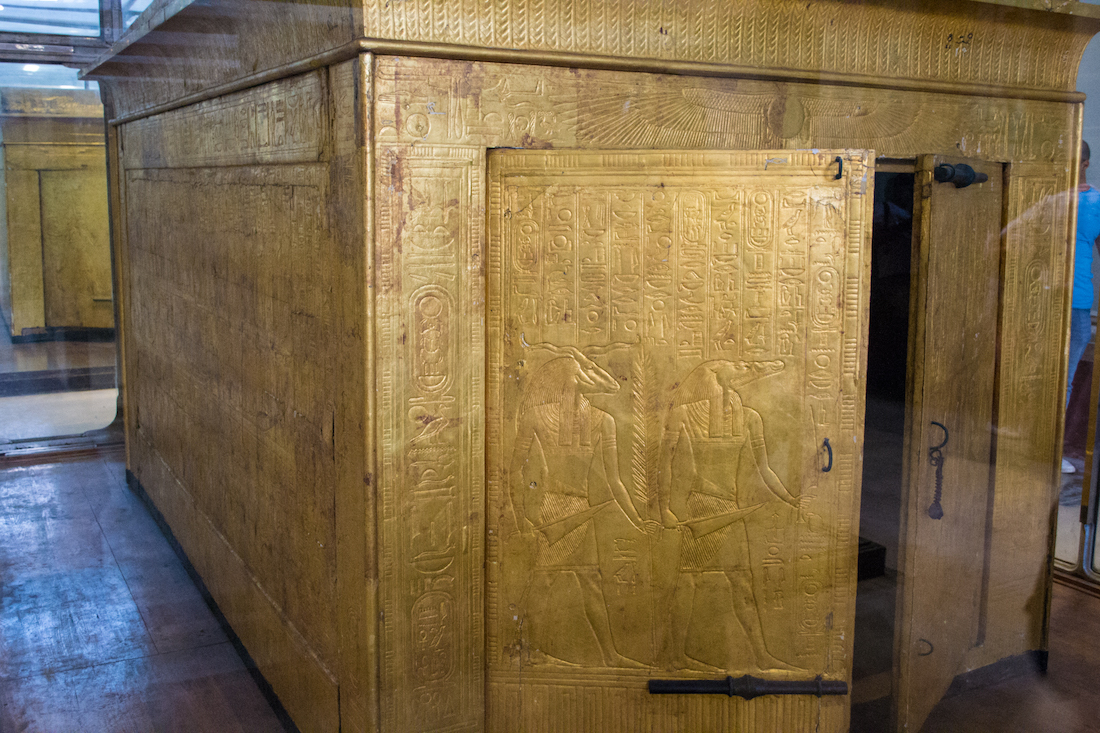 King Tut's gold tomb at the Egyptian museum.