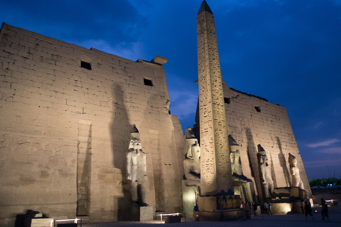 Luxor temple at night.