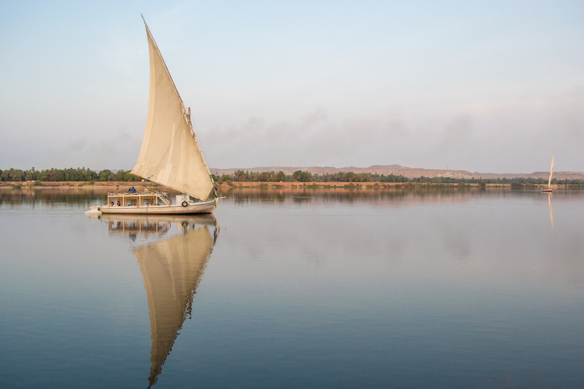 Cruising down the Nile River in a felucca.