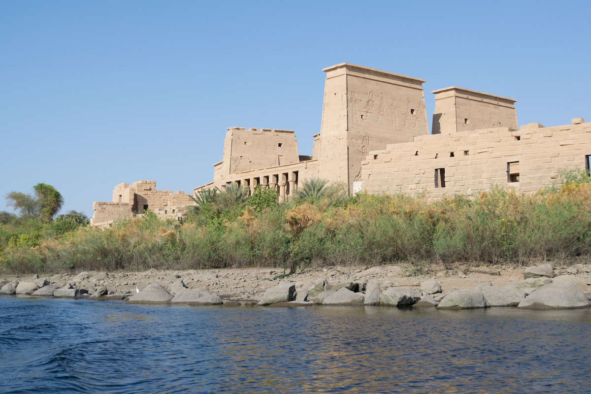 The temple of Philae along the Nile River.