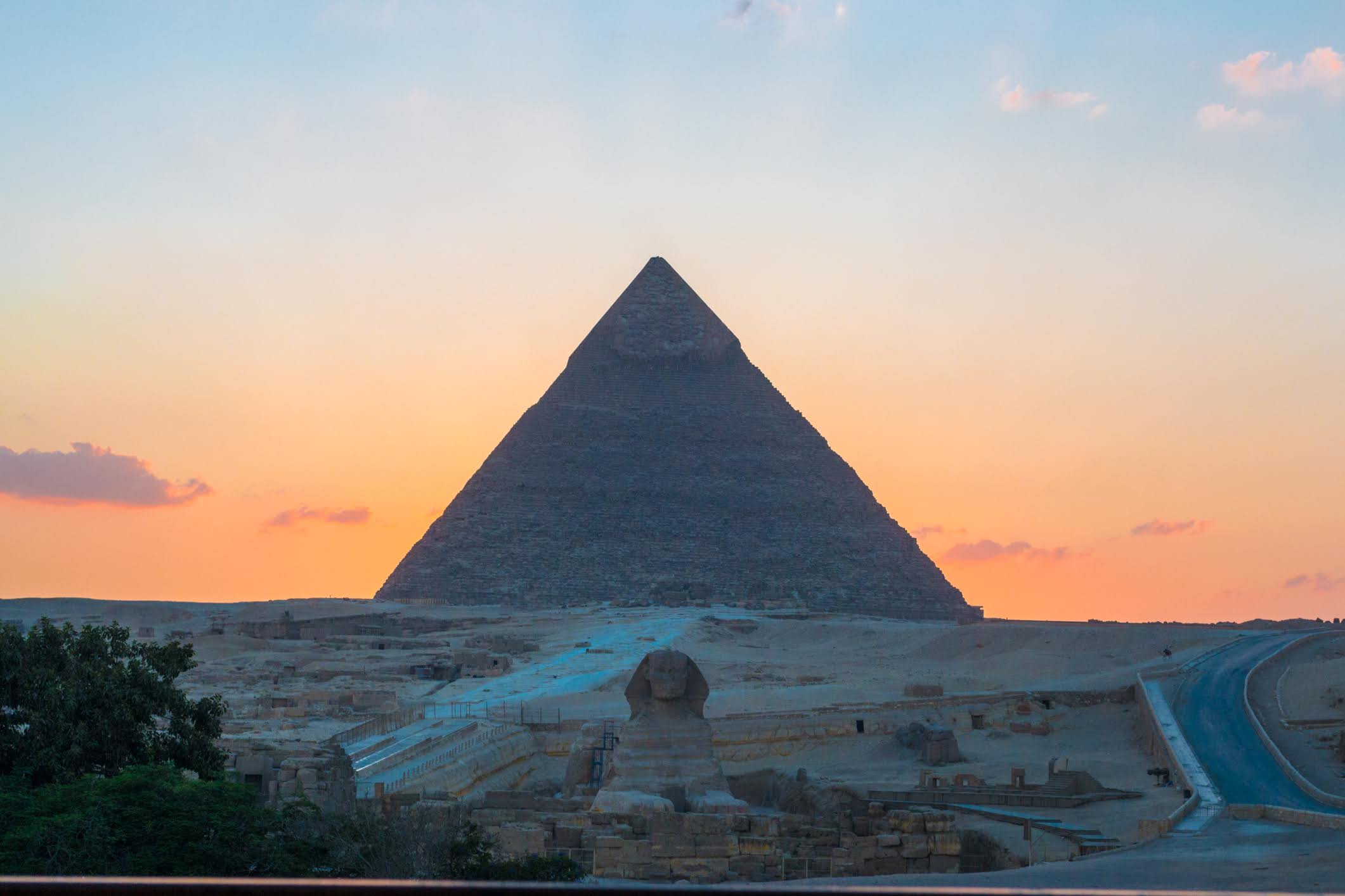 Sunset at the pyramids.