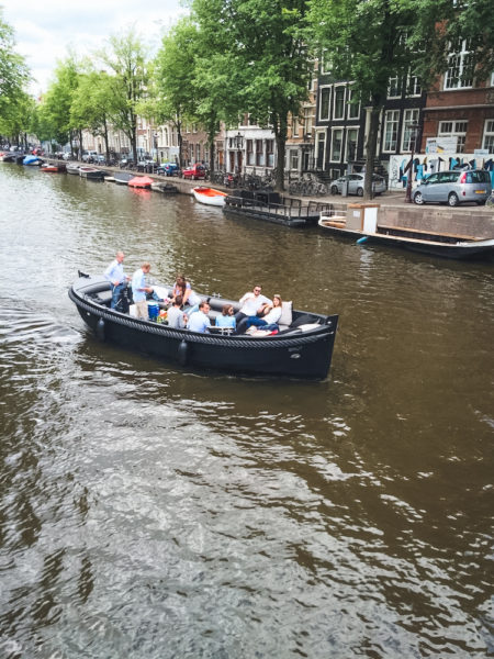 Boating in the Amsterdam canals.