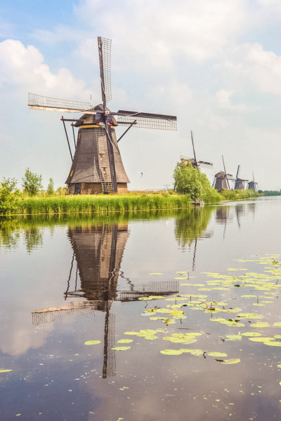 Kinderdijk windmills in the Netherlands.