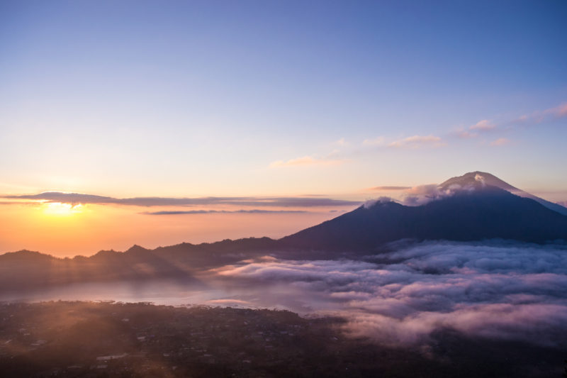 Sunrise from Mount Batur in Bali.