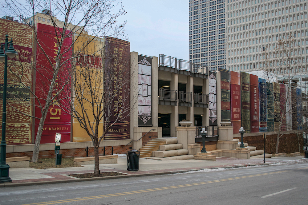 The Kansas City library made of giant books.