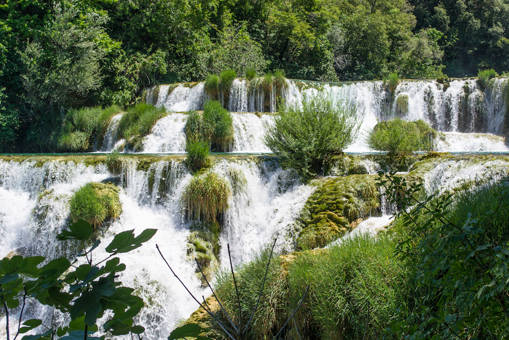Krka waterfalls in the summer. 