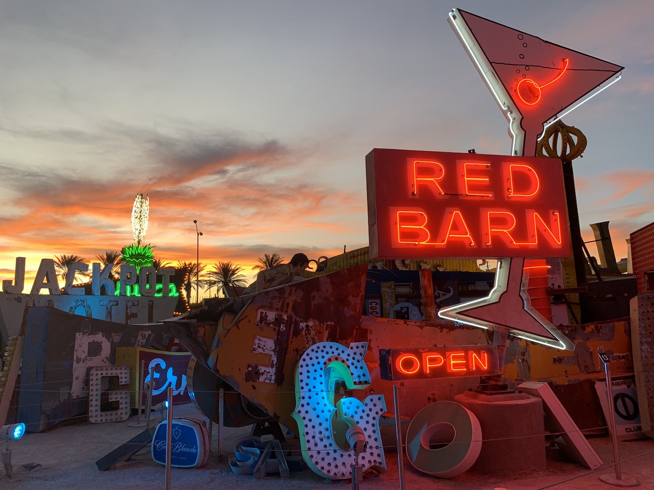 The Neon Museum at sunset. 