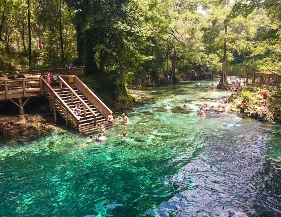 The entrance into the Blue hole at Madison Blue Spring in Florida.
