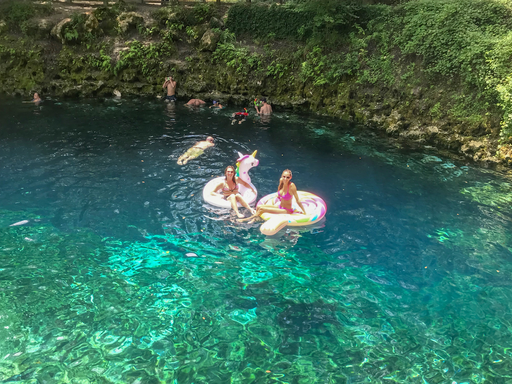Floating over the blue hole at Madison Springs, Florida.