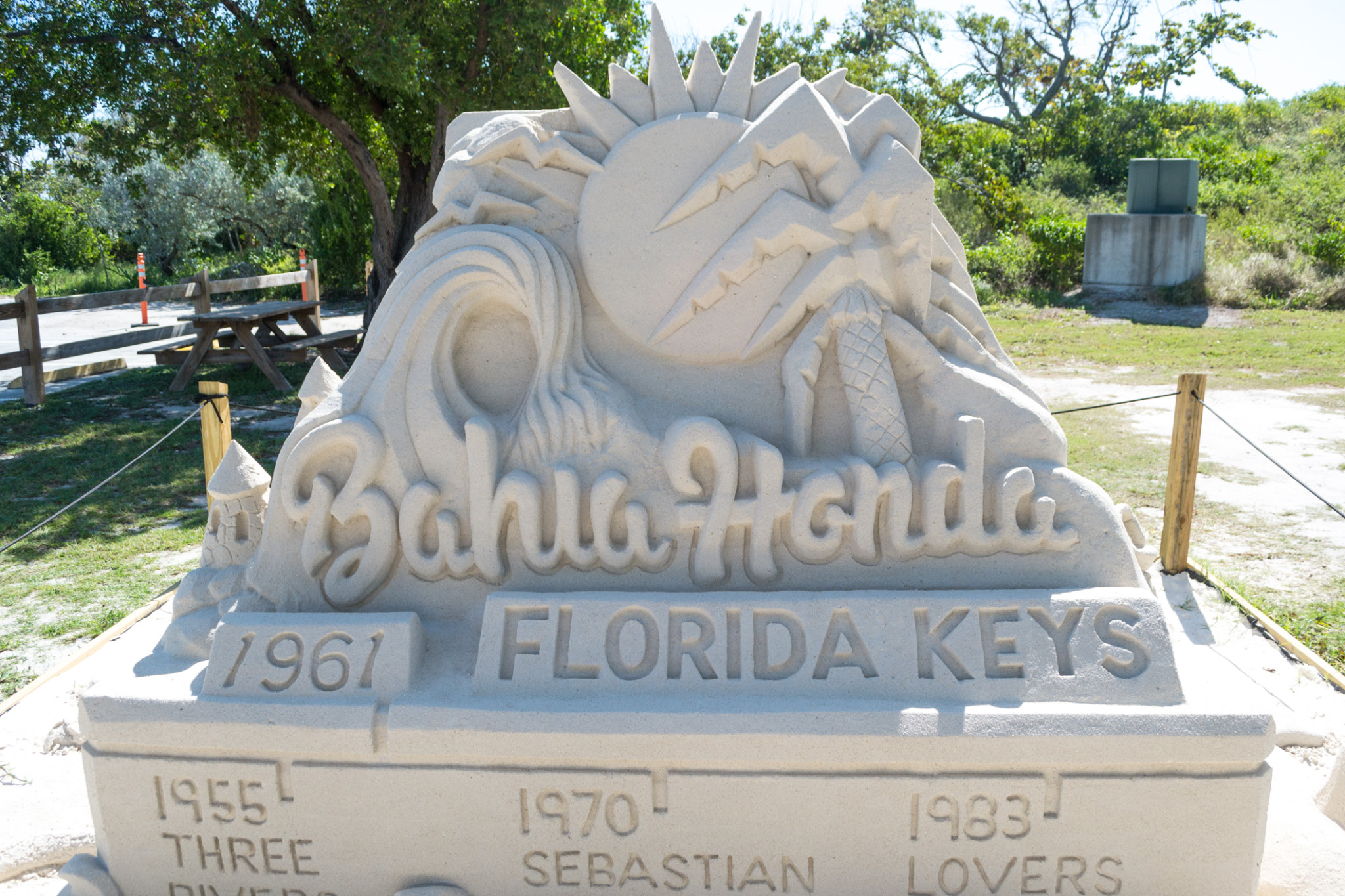 A Bahia Honda sign made entirely of sand!