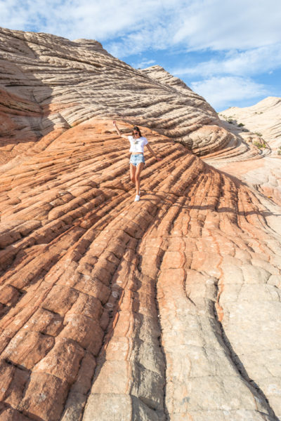 Hiking at Yant Flat is a fun way to explore the orange rock swirls! 