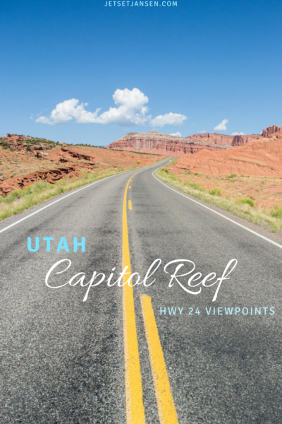 Highway 24 viewpoints through Capitol Reef National Park in Utah.