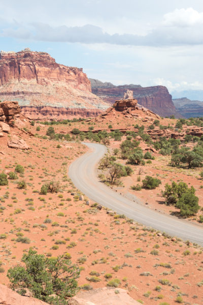 The road through Capitol Reef National Park.