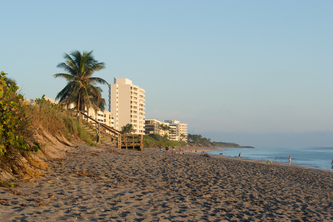 The beach at Coral Cove in Jupiter, Florida just after sunrise.