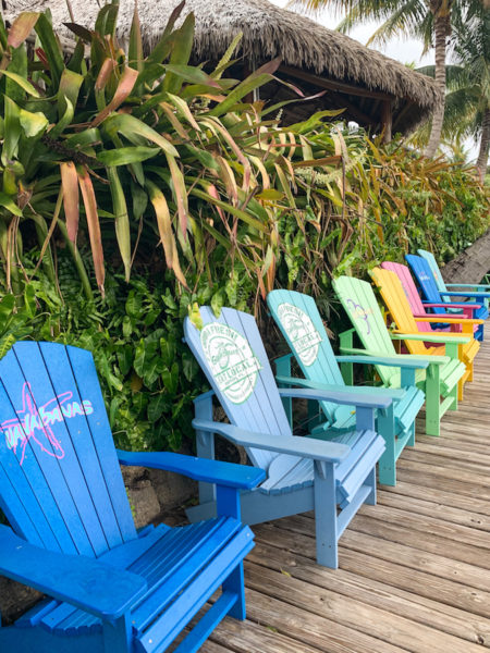 Colorful beach chairs outside Guanabana's restaurant.