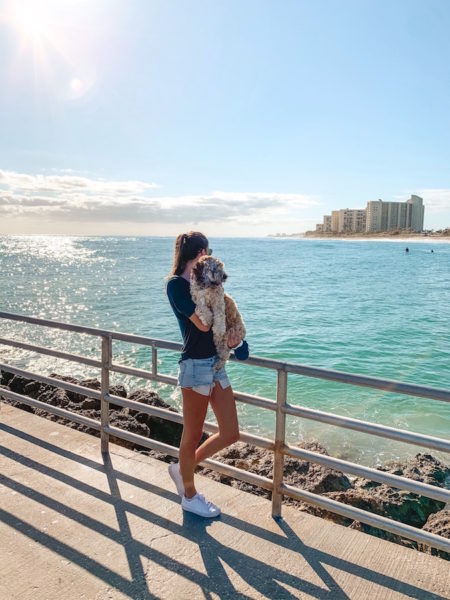 Standing on the fishing pier overlooking Jupiter Beach Park.