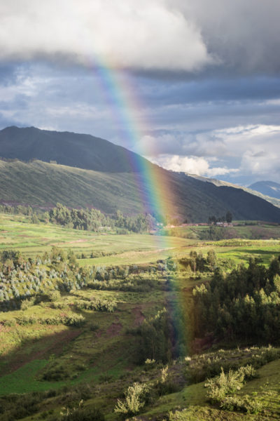 A rainbow in the valley in Cusco, Peru.