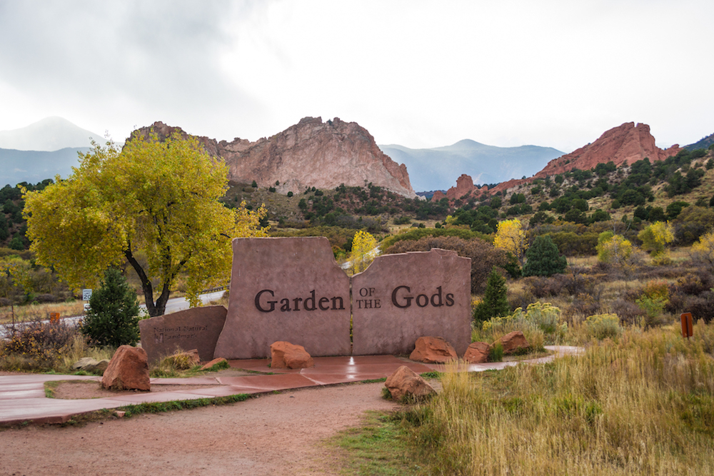 The entrance to the Garden of the Gods park in Colorado Springs.