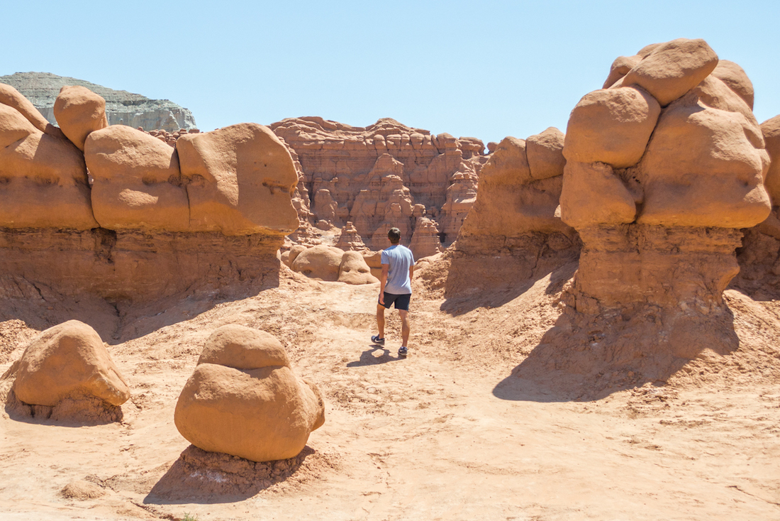 You can see otherworldly landscape at Goblin Valley.