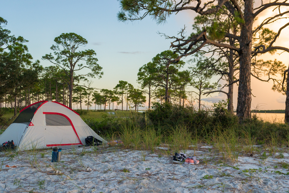 Camping on St George Island State Park in the primitive spots near the water.