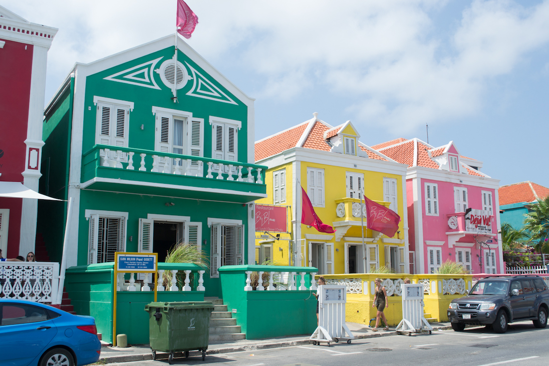 The colorful houses of Willemstad in Curacao.