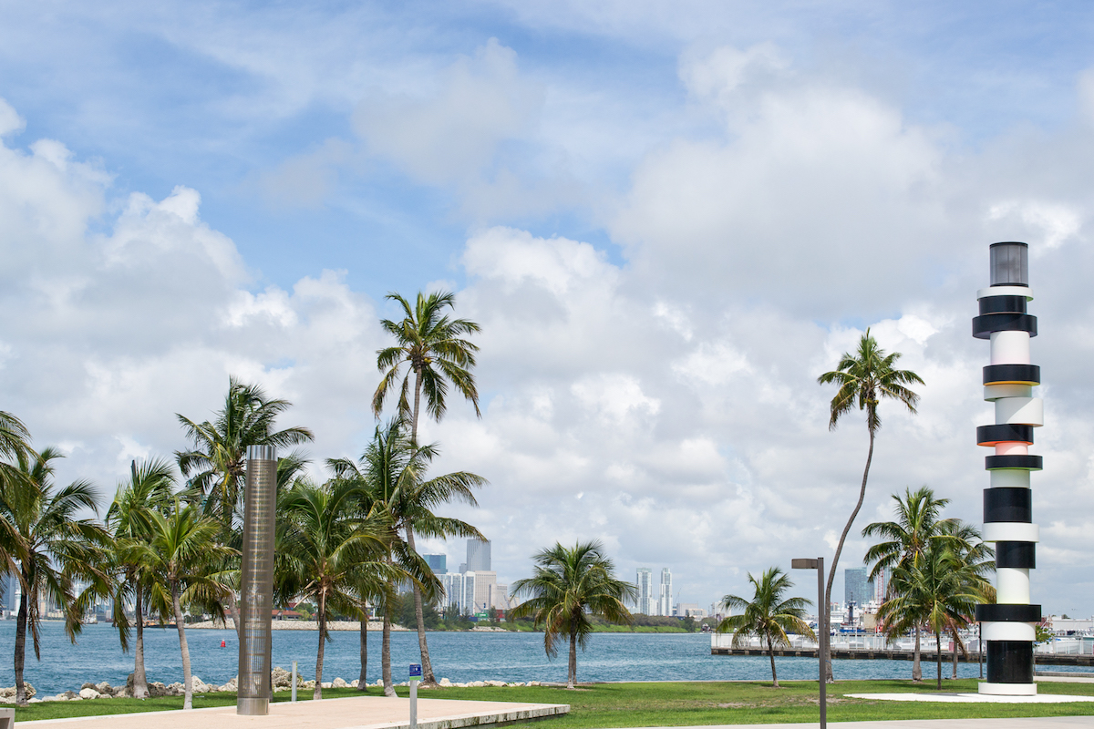 South Pointe Park in South Beach Miami has a great view of the skyline!