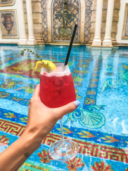 A pomegranate poolside drink at the Versace Mansion in Miami.