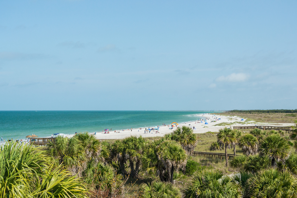 One of the Fort De Soto Beaches as seen from the top of the fort ruins.