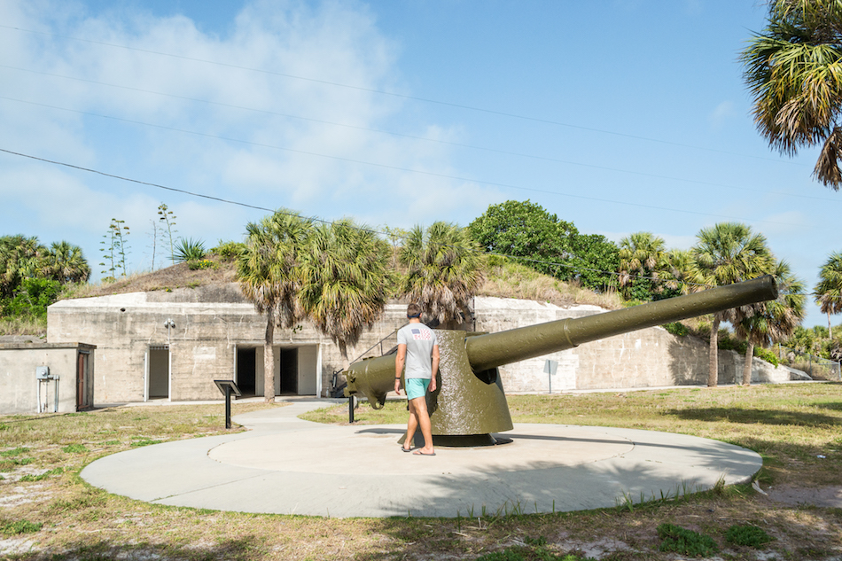 Checking out the artillery at Fort De Soto Park in St. Petersburg.
