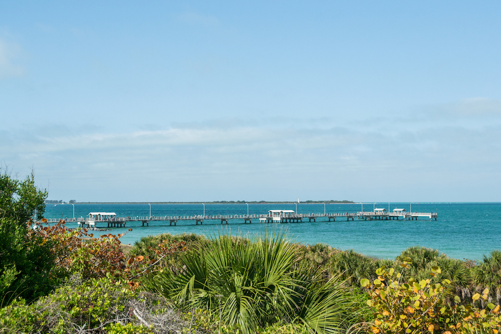 A view of the fishing pier standing on the top of Fort de Soto.