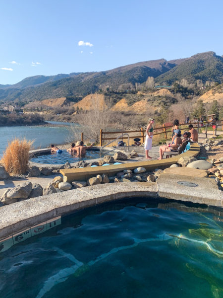 The Iron Mountain hot springs overlooking the river in Glenwood Springs.