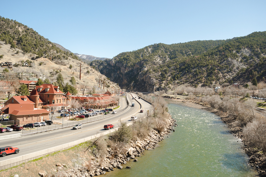 A view of Glenwood Springs from the Grand Avenue bridge. 