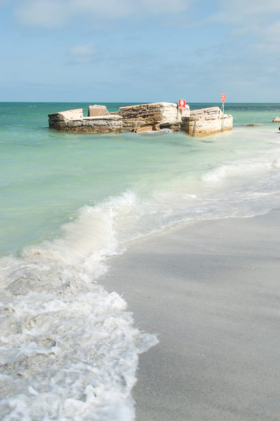 Some of the ruins at Fort De Soto Park sit crumbled in the ocean.