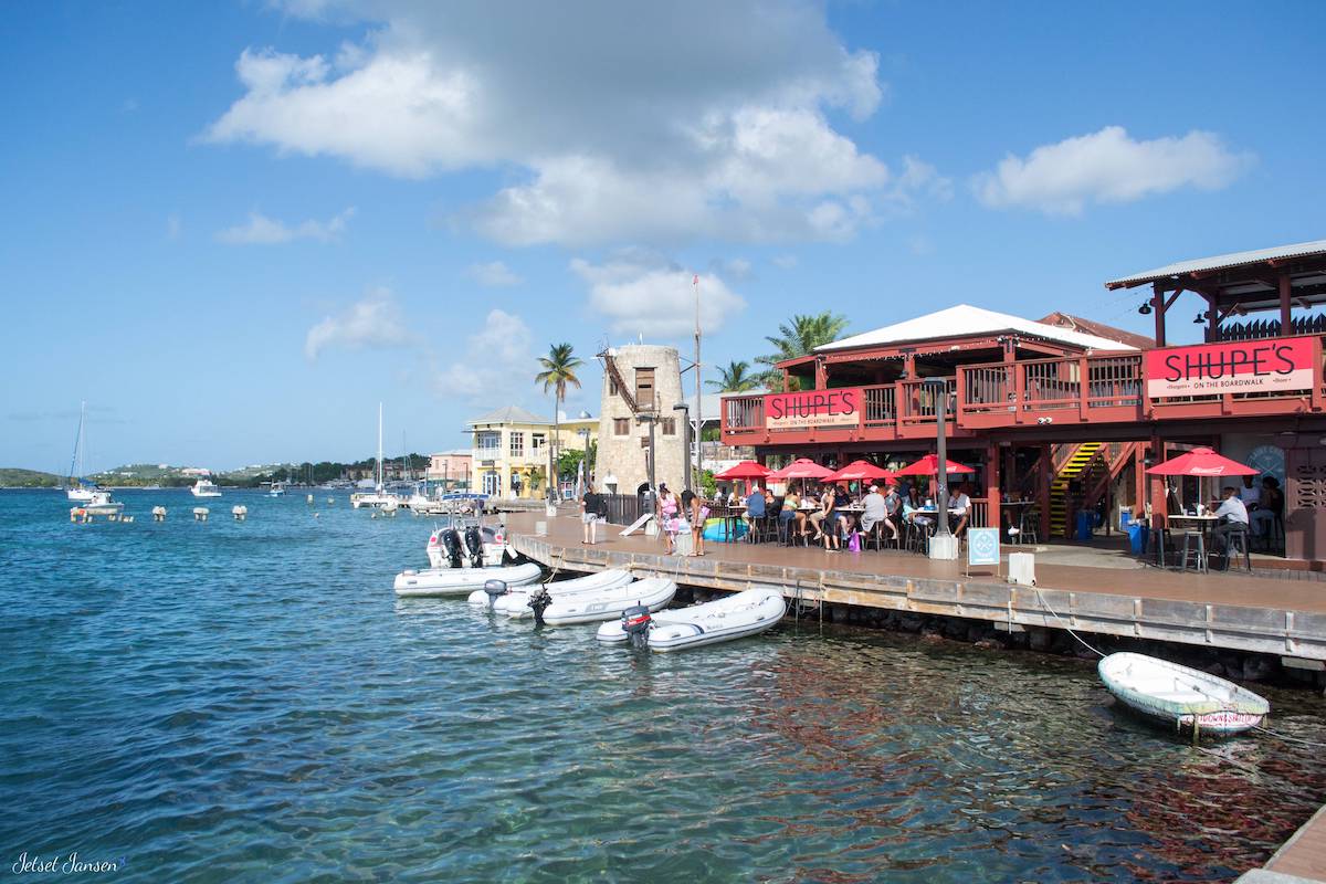 The Christiansted boardwalk in St Croix.