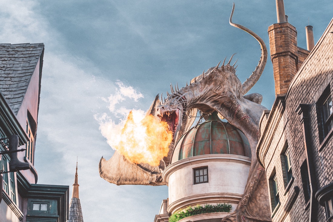 The fire breathing dragon at Universal Studios.