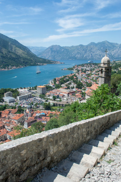 Hiking up the Wall of Kotor to St. John's Fortress overlooking the Bay of Kotor.