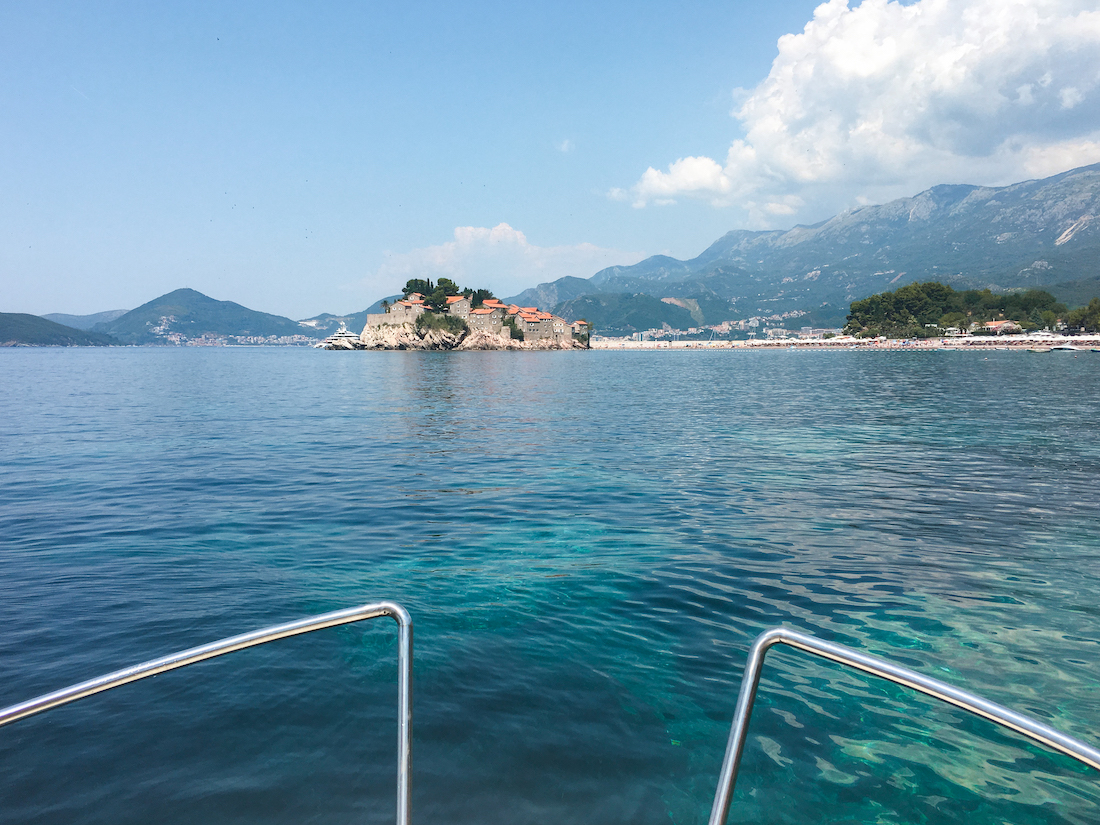 A boat trip along the coast of Montenegro near Budva and Sveti Stefan.