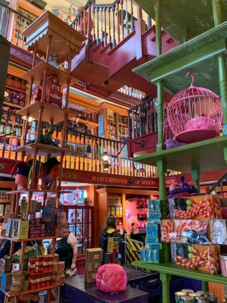The inside of the Weasley's Wizard Wheezes shop in Universal Studios.