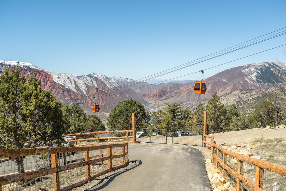 The gondolas going up to the Glenwood Springs Adventure Park.