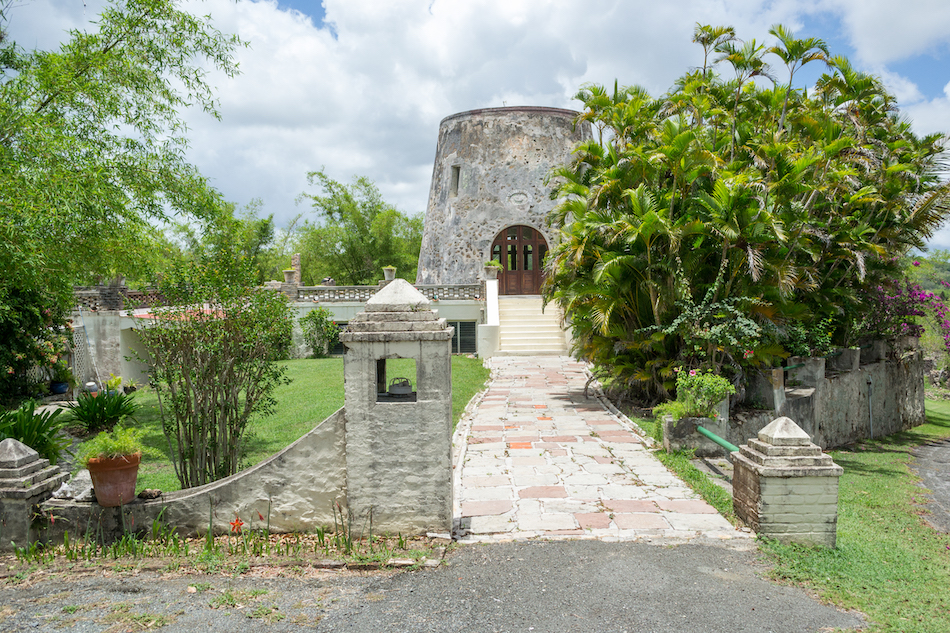 An old windmill and sugar mill ruins in the Virgin Islands.